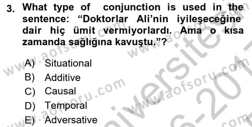 Türkçe Tümce Bilgisi Ve Anlambilim Dersi 2016 - 2017 Yılı 3 Ders Sınav Soruları 3. Soru