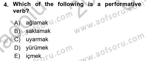 Türkçe Tümce Bilgisi Ve Anlambilim Dersi 2016 - 2017 Yılı 3 Ders Sınav Soruları 4. Soru