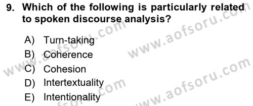 Türkçe Tümce Bilgisi Ve Anlambilim Dersi 2016 - 2017 Yılı 3 Ders Sınav Soruları 9. Soru