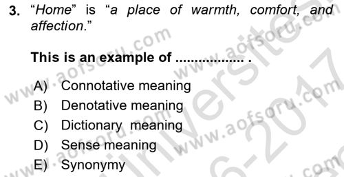 Türkçe Tümce Bilgisi Ve Anlambilim Dersi 2016 - 2017 Yılı (Final) Dönem Sonu Sınav Soruları 3. Soru