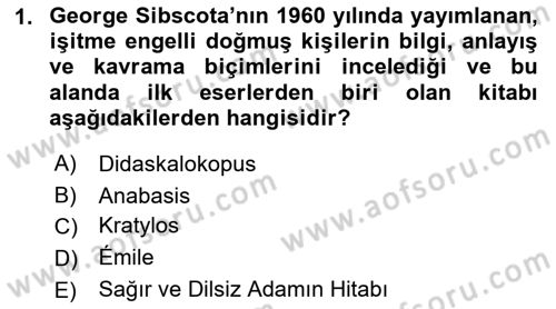 Türk İşaret Dili Dersi 2022 - 2023 Yılı Yaz Okulu Sınav Soruları 1. Soru