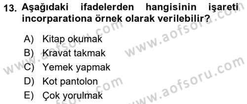 Türk İşaret Dili Dersi 2022 - 2023 Yılı Yaz Okulu Sınav Soruları 13. Soru
