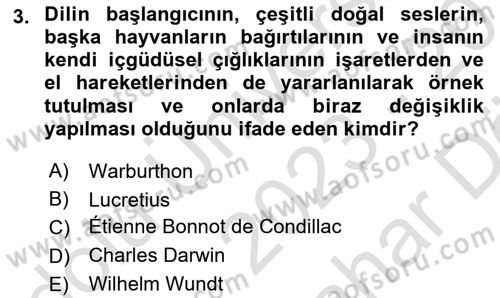 Türk İşaret Dili Dersi 2023 - 2024 Yılı (Vize) Ara Sınav Soruları 3. Soru