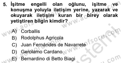 Türk İşaret Dili Dersi 2023 - 2024 Yılı (Vize) Ara Sınav Soruları 5. Soru