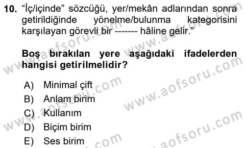 Türk İşaret Dili Dersi 2023 - 2024 Yılı (Final) Dönem Sonu Sınav Soruları 10. Soru