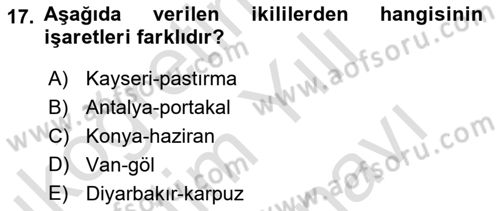 Türk İşaret Dili Dersi 2024 - 2025 Yılı (Vize) Ara Sınav Soruları 17. Soru