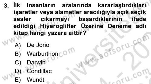 Türk İşaret Dili Dersi 2024 - 2025 Yılı (Vize) Ara Sınav Soruları 3. Soru