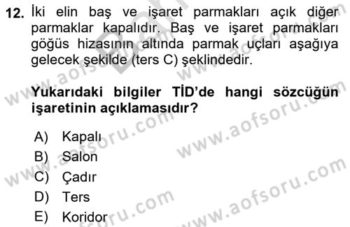 Türk İşaret Dili Dersi 2024 - 2025 Yılı (Final) Dönem Sonu Sınav Soruları 12. Soru