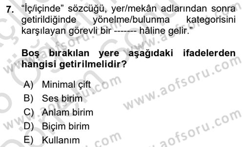 Türk İşaret Dili Dersi 2024 - 2025 Yılı (Final) Dönem Sonu Sınav Soruları 7. Soru