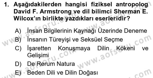 Türk İşaret Dili Dersi 2024 - 2025 Yılı Yaz Okulu Sınav Soruları 1. Soru