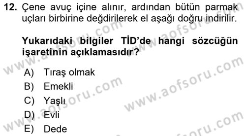 Türk İşaret Dili Dersi 2024 - 2025 Yılı Yaz Okulu Sınav Soruları 12. Soru