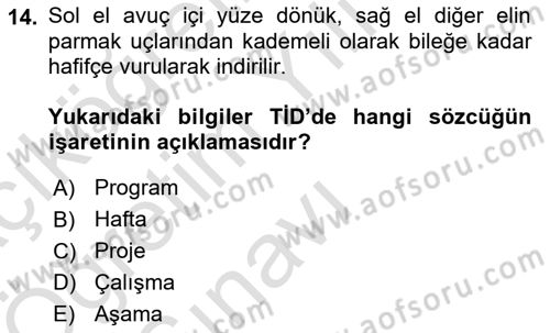 Türk İşaret Dili Dersi 2024 - 2025 Yılı Yaz Okulu Sınav Soruları 14. Soru