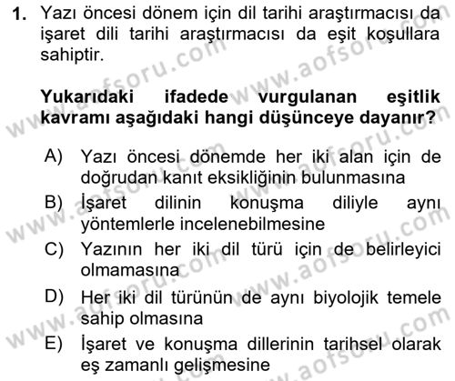 Türk İşaret Dili Dersi 2025 - 2026 Yılı (Vize) Ara Sınav Soruları 1. Soru
