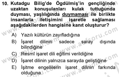 Türk İşaret Dili Dersi 2025 - 2026 Yılı (Vize) Ara Sınav Soruları 10. Soru