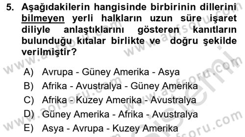 Türk İşaret Dili Dersi 2025 - 2026 Yılı (Vize) Ara Sınav Soruları 5. Soru