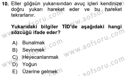 Türk İşaret Dili Dersi 2025 - 2026 Yılı (Final) Dönem Sonu Sınav Soruları 10. Soru