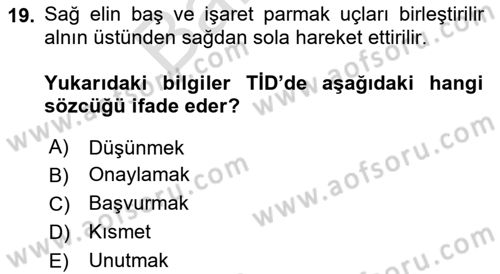 Türk İşaret Dili Dersi 2025 - 2026 Yılı (Final) Dönem Sonu Sınav Soruları 19. Soru