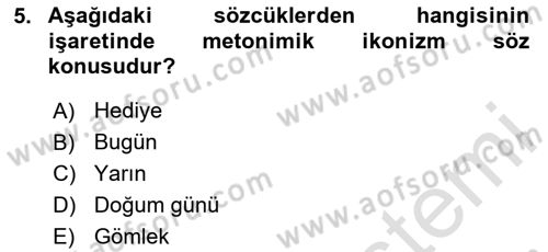 Türk İşaret Dili Dersi 2025 - 2026 Yılı (Final) Dönem Sonu Sınav Soruları 5. Soru