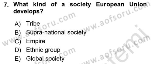 Introduction to World Civilization Dersi Ara Sınavı Deneme Sınav Soruları 7. Soru