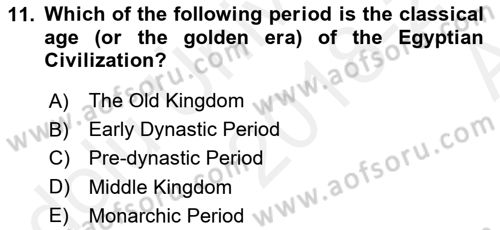 Introduction to World Civilization Dersi Ara Sınavı Deneme Sınav Soruları 11. Soru