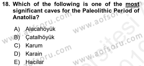 Introduction to World Civilization Dersi Ara Sınavı Deneme Sınav Soruları 18. Soru