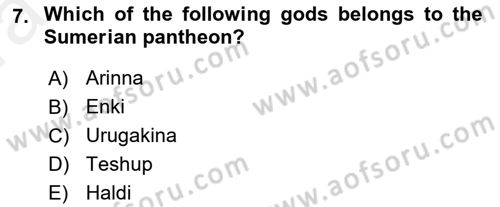 Introduction to World Civilization Dersi 2018 - 2019 Yılı (Vize) Ara Sınav Soruları 7. Soru