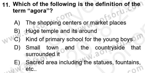 Introduction to World Civilization Dersi 2018 - 2019 Yılı (Final) Dönem Sonu Sınav Soruları 11. Soru