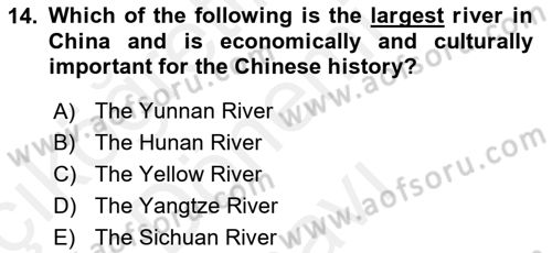 Introduction to World Civilization Dersi 2018 - 2019 Yılı (Final) Dönem Sonu Sınav Soruları 14. Soru