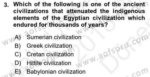 Introduction to World Civilization Dersi 2018 - 2019 Yılı (Final) Dönem Sonu Sınav Soruları 3. Soru