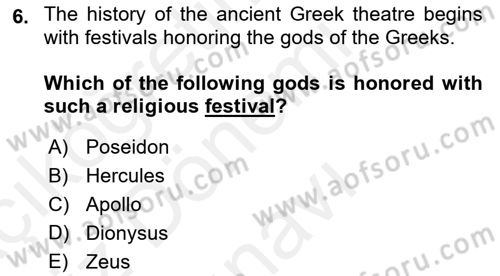 Introduction to World Civilization Dersi 2018 - 2019 Yılı (Final) Dönem Sonu Sınav Soruları 6. Soru