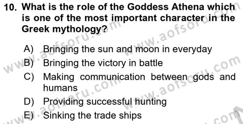 Introduction to World Civilization Dersi 2018 - 2019 Yılı Yaz Okulu Sınav Soruları 10. Soru