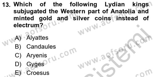 Introduction to World Civilization Dersi 2018 - 2019 Yılı Yaz Okulu Sınav Soruları 13. Soru