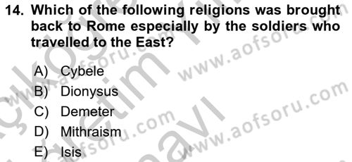 Introduction to World Civilization Dersi 2018 - 2019 Yılı Yaz Okulu Sınav Soruları 14. Soru