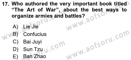 Introduction to World Civilization Dersi 2018 - 2019 Yılı Yaz Okulu Sınav Soruları 17. Soru