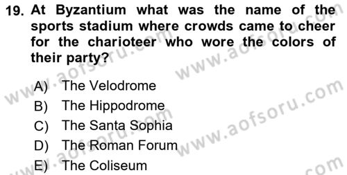 Introduction to World Civilization Dersi 2018 - 2019 Yılı Yaz Okulu Sınav Soruları 19. Soru