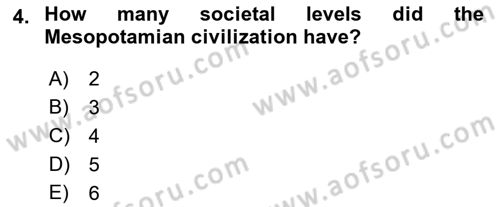 Introduction to World Civilization Dersi 2018 - 2019 Yılı Yaz Okulu Sınav Soruları 4. Soru