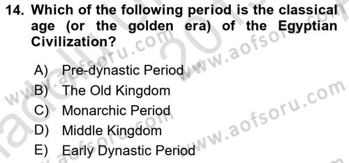 Introduction to World Civilization Dersi Ara Sınavı Deneme Sınav Soruları 14. Soru