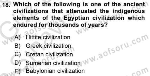 Introduction to World Civilization Dersi Ara Sınavı Deneme Sınav Soruları 18. Soru