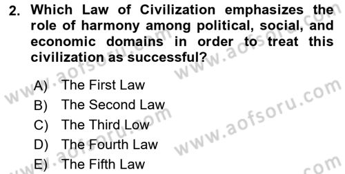 Introduction to World Civilization Dersi 2019 - 2020 Yılı (Vize) Ara Sınav Soruları 2. Soru