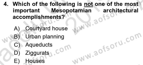 Introduction to World Civilization Dersi Ara Sınavı Deneme Sınav Soruları 4. Soru