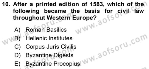 Introduction to World Civilization Dersi 2019 - 2020 Yılı (Final) Dönem Sonu Sınav Soruları 10. Soru