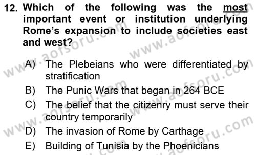 Introduction to World Civilization Dersi 2019 - 2020 Yılı (Final) Dönem Sonu Sınav Soruları 12. Soru