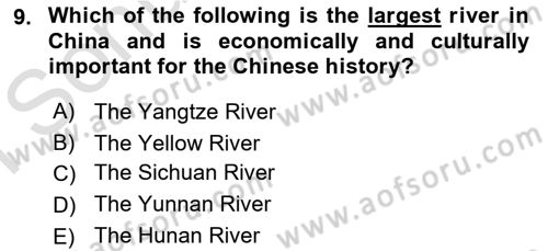 Introduction to World Civilization Dersi 2019 - 2020 Yılı (Final) Dönem Sonu Sınav Soruları 9. Soru