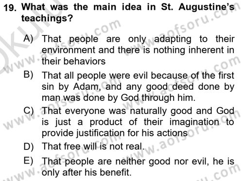 Introduction to World Civilization Dersi 2020 - 2021 Yılı Yaz Okulu Sınav Soruları 19. Soru