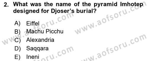 Introduction to World Civilization Dersi 2020 - 2021 Yılı Yaz Okulu Sınav Soruları 2. Soru