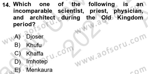 Introduction to World Civilization Dersi Ara Sınavı Deneme Sınav Soruları 14. Soru