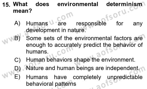Introduction to World Civilization Dersi Ara Sınavı Deneme Sınav Soruları 15. Soru