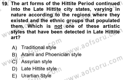 Introduction to World Civilization Dersi Ara Sınavı Deneme Sınav Soruları 19. Soru