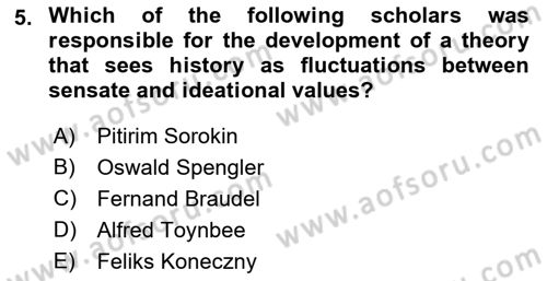 Introduction to World Civilization Dersi Ara Sınavı Deneme Sınav Soruları 5. Soru