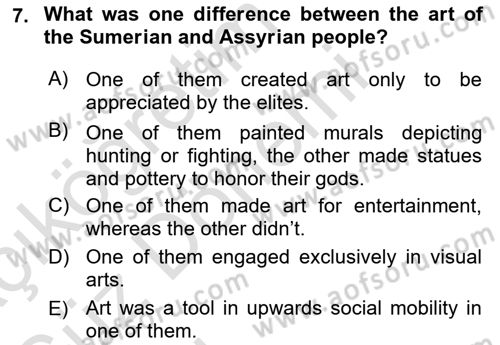 Introduction to World Civilization Dersi Ara Sınavı Deneme Sınav Soruları 7. Soru